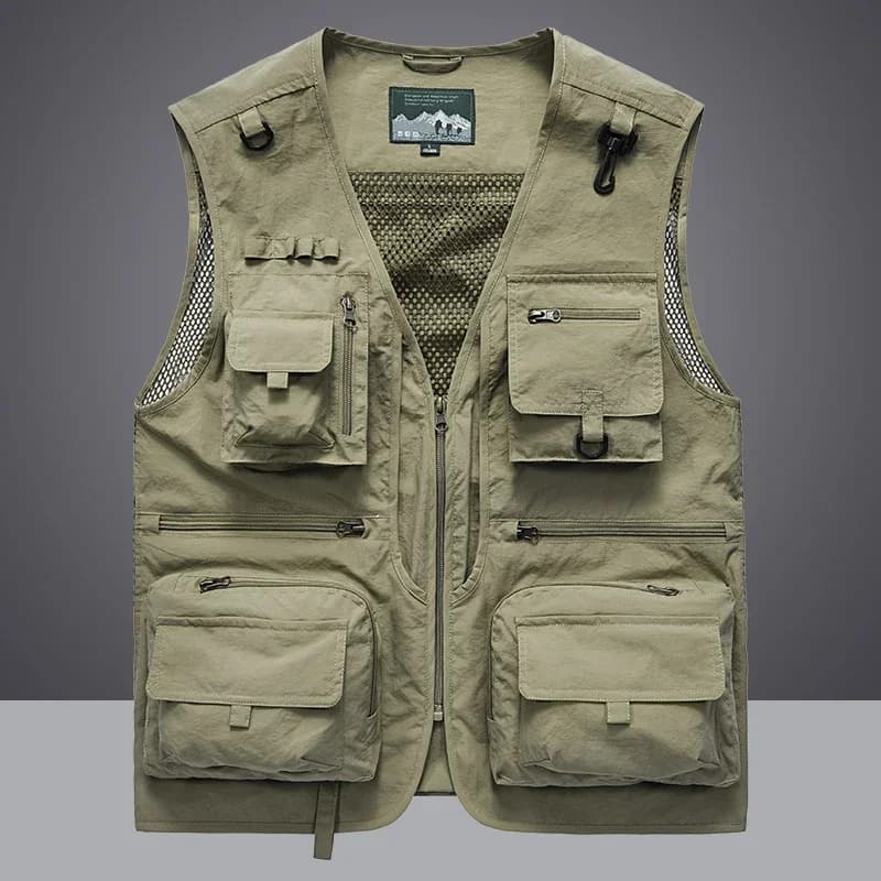 Veste de pêche estivale sans manches pour homme, multifonction avec poches et filet respirant