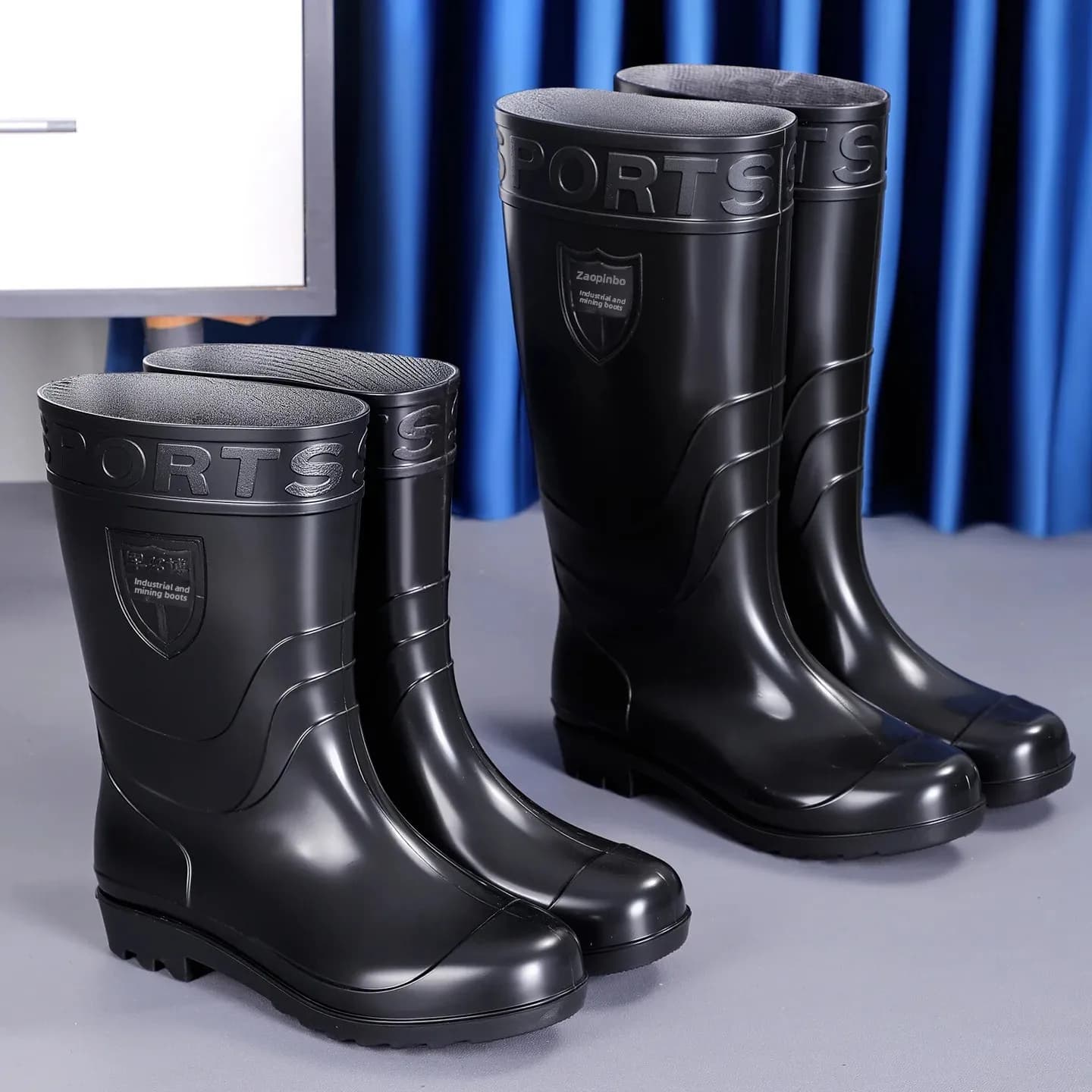 Bottes de pluie hautes renforcées pour homme - Chaussures PVC anti-dérapantes pour chantier durable