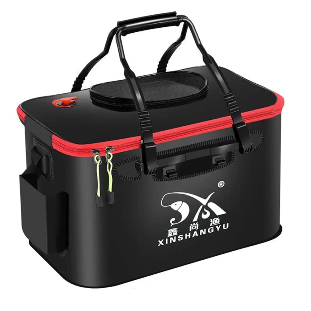 Seau pêche pliable EVA 30-50cm vivier poissons vivants rangement équipement camping bassin eau