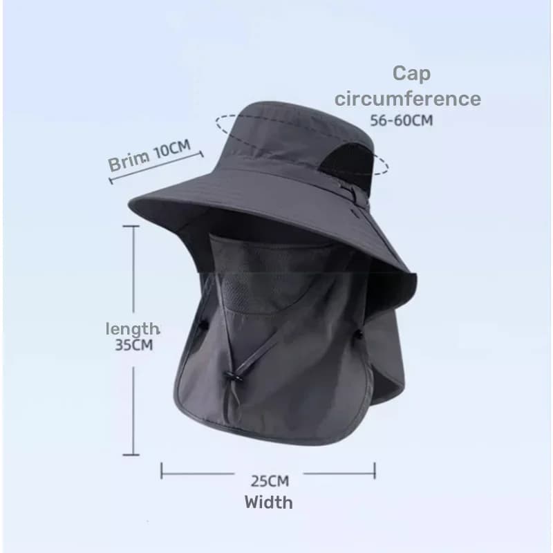 Chapeau de pêcheur protection UV avec rabat cou-nuque pour hommes et femmes pêche