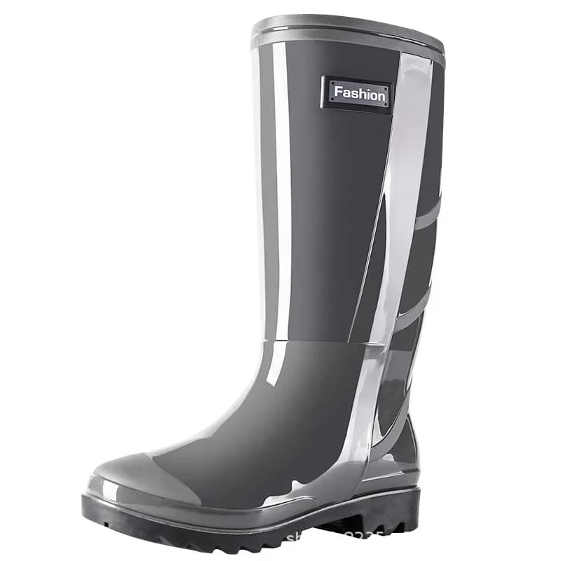 Bottes de pluie camouflage homme hautes résistantes imperméables semelle tendon vache doublure polaire