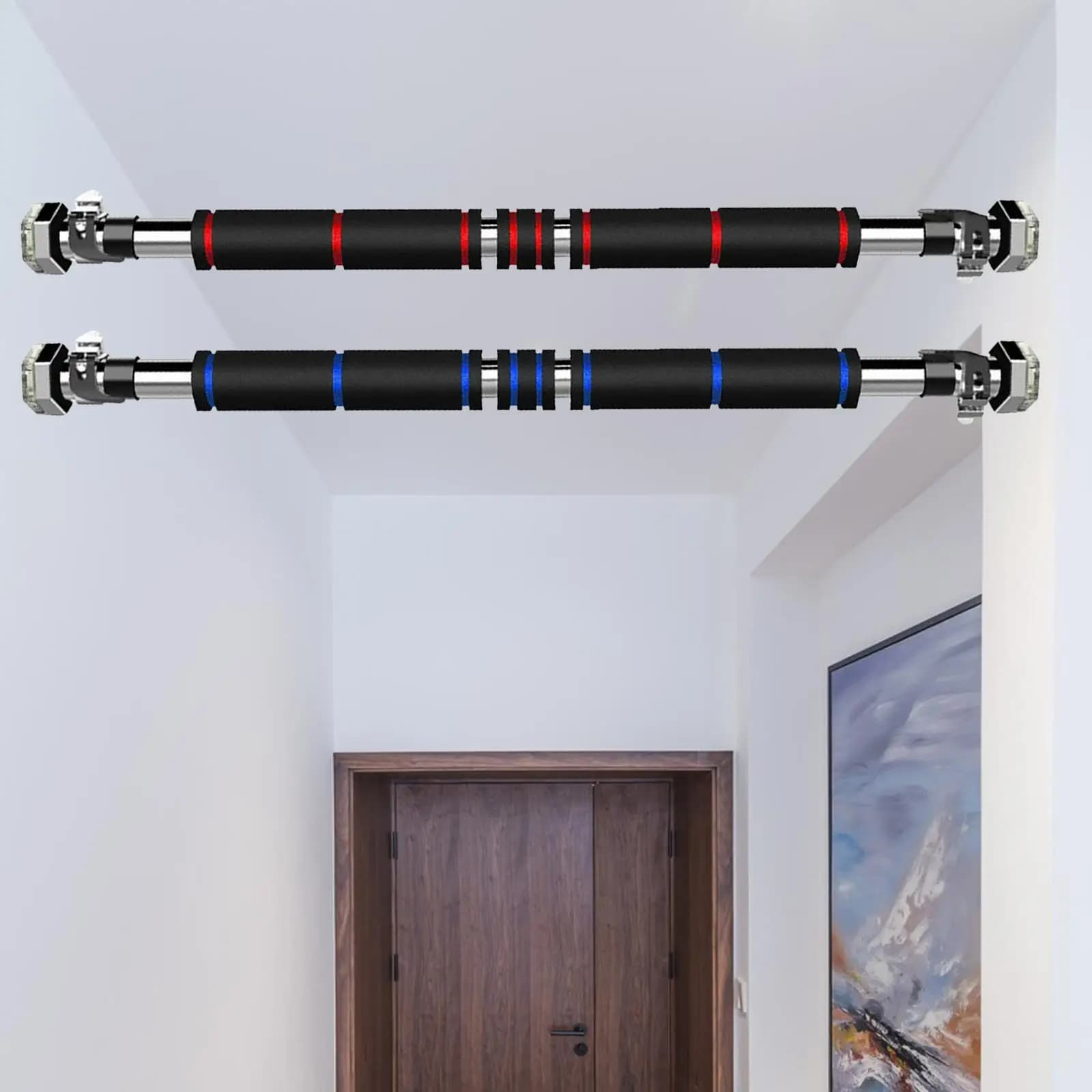 Barre de traction sans vis pour porte réglable 31.5 à 51.2 pouces - Barre horizontale chin up sans perçage