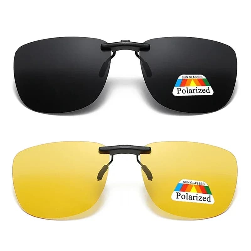 Lunettes clip polarisées carrées pour conduite nocturne - Anti-éblouissement UV400 unisexe