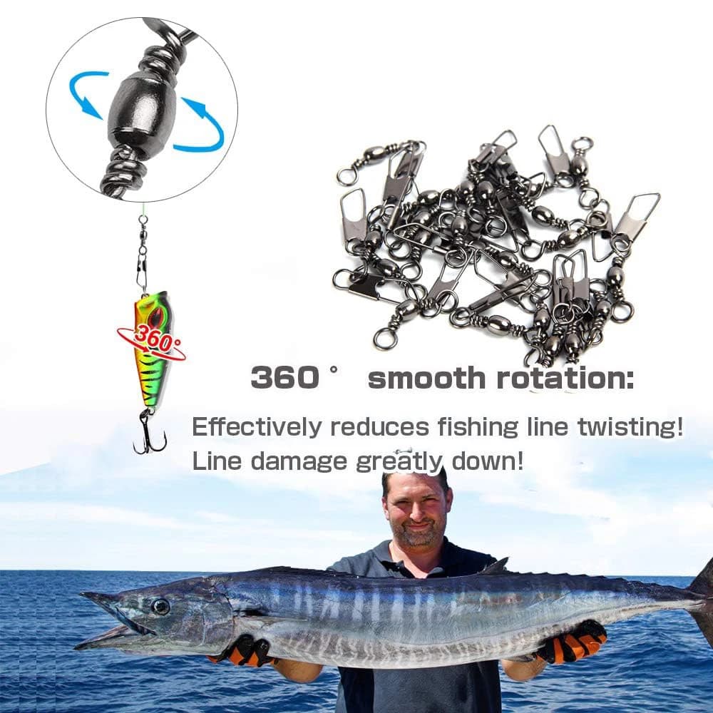 50 snaps swivel pêche mer inox haute résistance connecteurs ligne baril sécurité accessoires