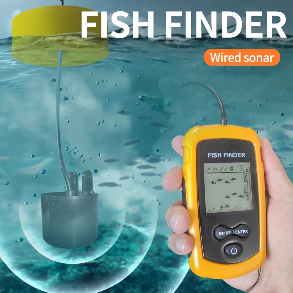 Fishfinder portable à main avec sonar jetable - Détecteur de poissons LCD pour pêche en kayak et bateau
