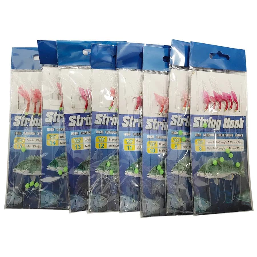 5Pack Fishing Wobbler Sabiki Rigs & Luminous Bean Hooks - Leurres luminescents pêche mer nocturne