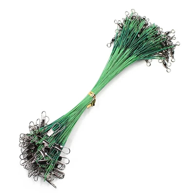 20 pièces anti-morsure acier pour pêche - Leader acier avec émerillon 15-50cm - Leash plombé accessoire