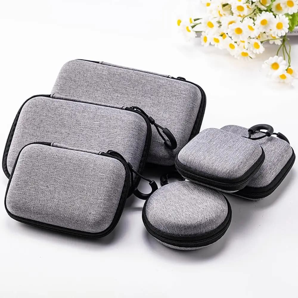 Pochette EVA mini pour AirPods et câbles - Étui de protection zippé pour accessoires numériques portables