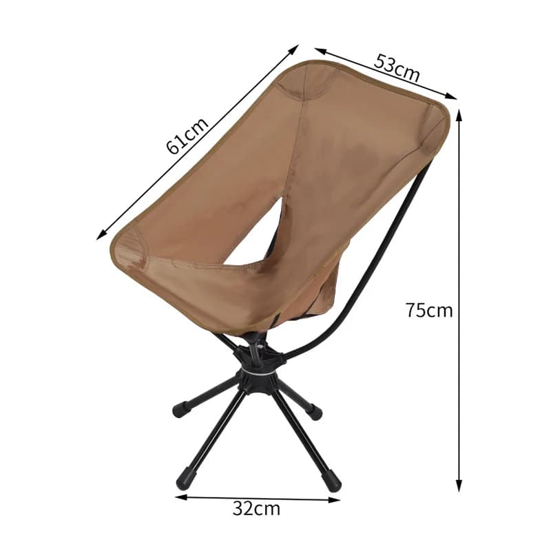Chaise lune pivotante 360° aluminium pliable - Siège camping portable pêche pique-nique détente