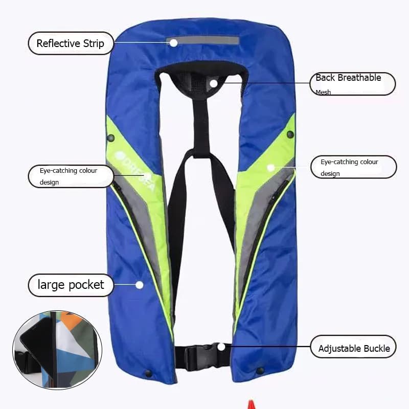 Gilet de sauvetage gonflable automatique CE 150N adulte pêche rafting avec poche manuel