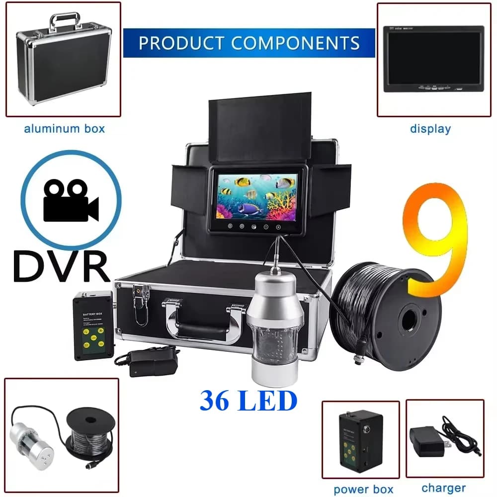 Caméra sous-marine HD 1000TVL vision nocturne 36LED pour pêche glace et eau profonde 20-100m