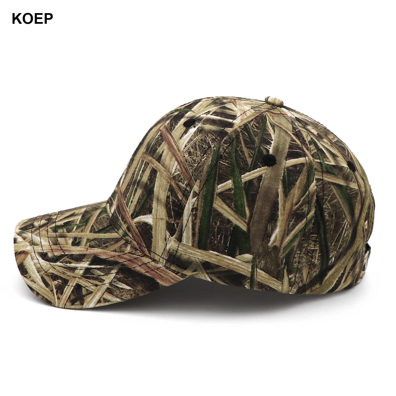 Casquette pêche camouflage roseaux jungle KOEP - Chapeau snapback coton pour pêche en eau douce