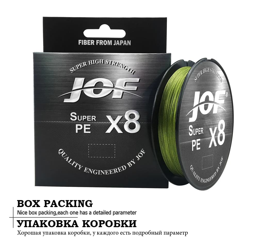 Ligne de pêche PE multifilament JOF 8 brins 500m pour carpe et mer, résistance 15 à 100LB
