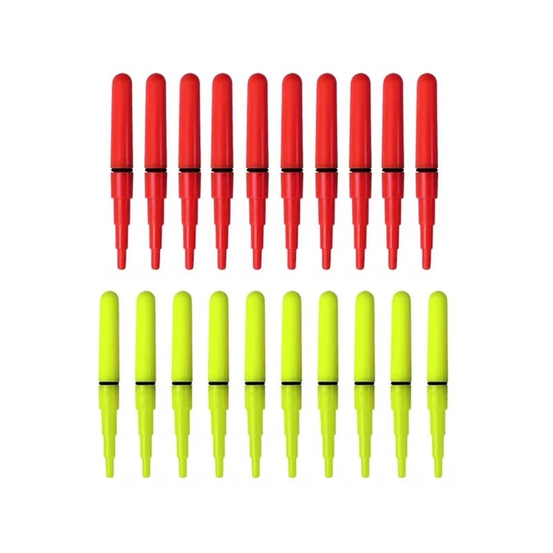 20 pièces lot de bâtons lumineux LED rouge et vert pour pêche de nuit, flotteurs lumineux