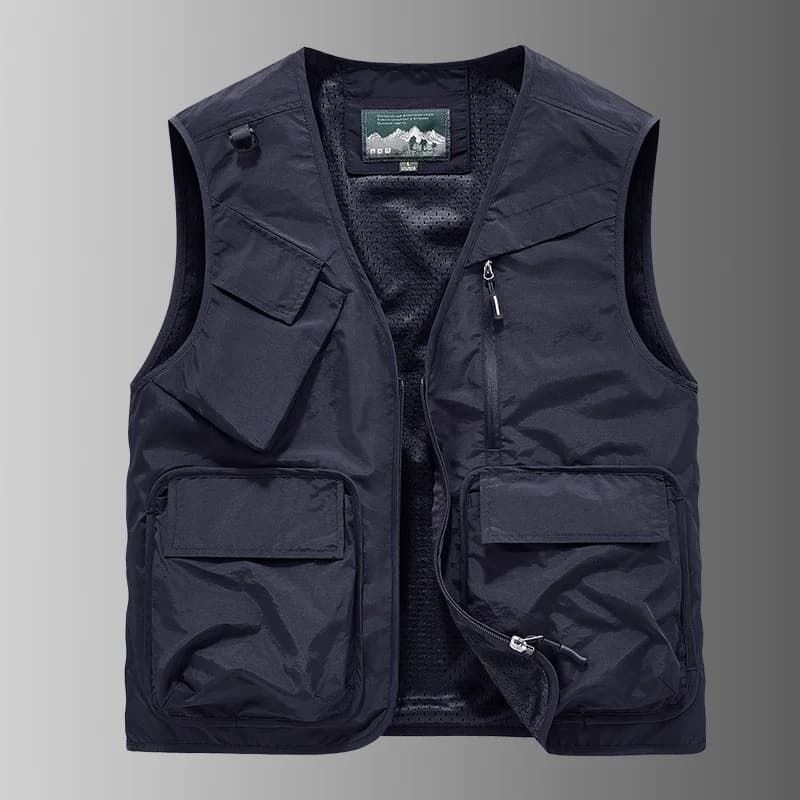 Gilet mode homme 2025 multi-poches fin ample sans manches veste extérieur pêche grande taille décontracté