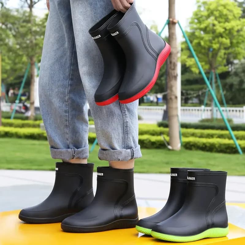 Bottes pluie homme épaisses semelle EVA chaude pêche cuisine construction imperméables plastique