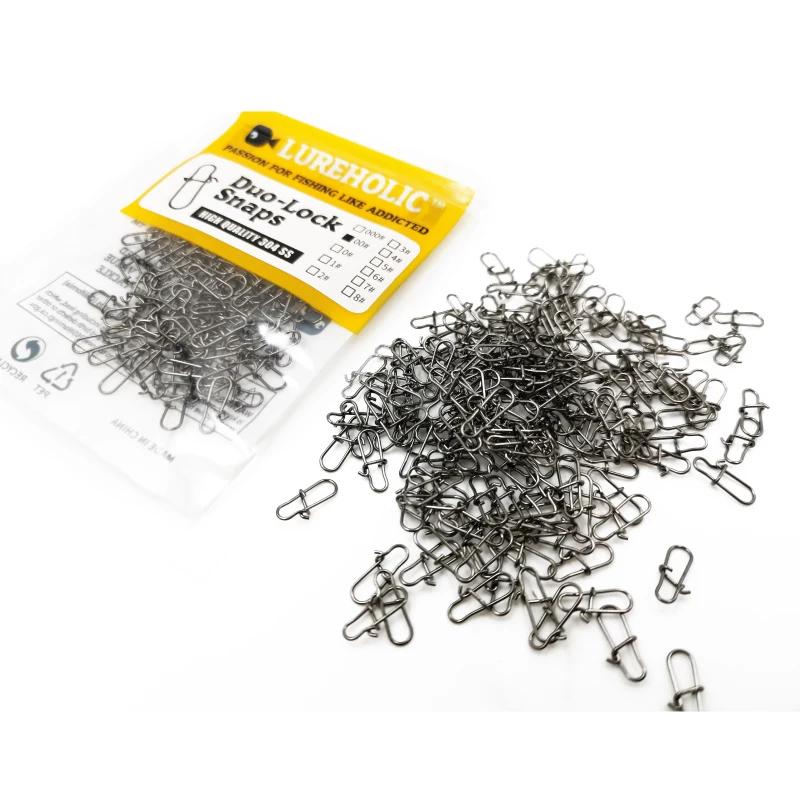 Snap rapide renforcé LUREHOLIC noir nickel SUS304 pour leurres durs et souples pêche 20-100 pièces tailles variées