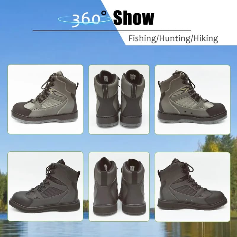 Chaussures de pêche respirantes à séchage rapide avec semelle caoutchouc ou feutre