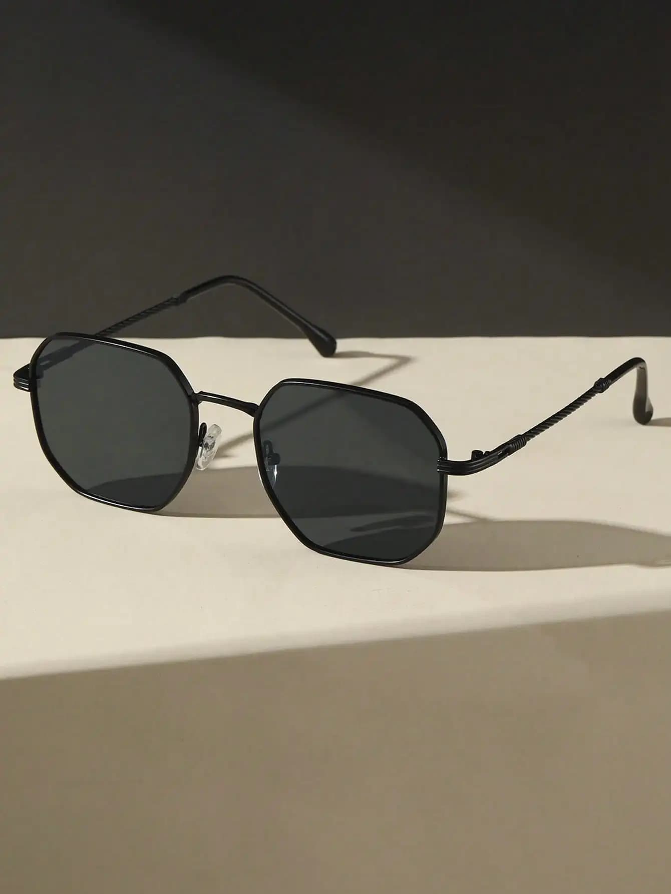 Lunettes de soleil vintage unisexe style bohème pêche - Monture géométrique métal rétro pour activités extérieures