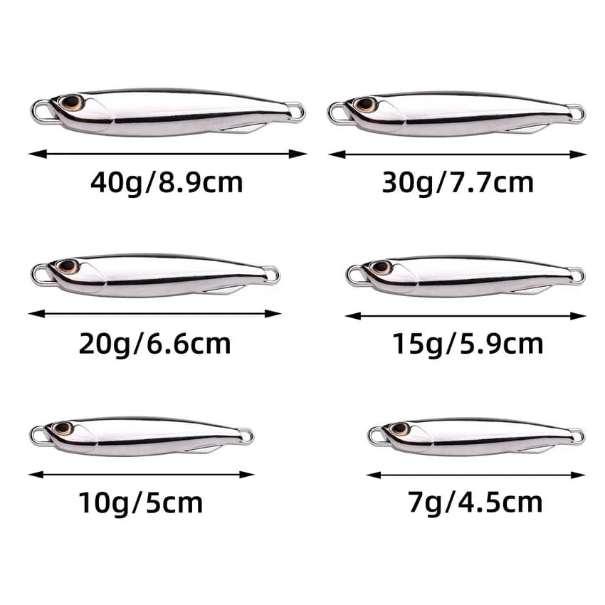 Lot de 10 leurres métal jig spoon 10g 20g 30g 40g pour bar, pêche en mer et jigging