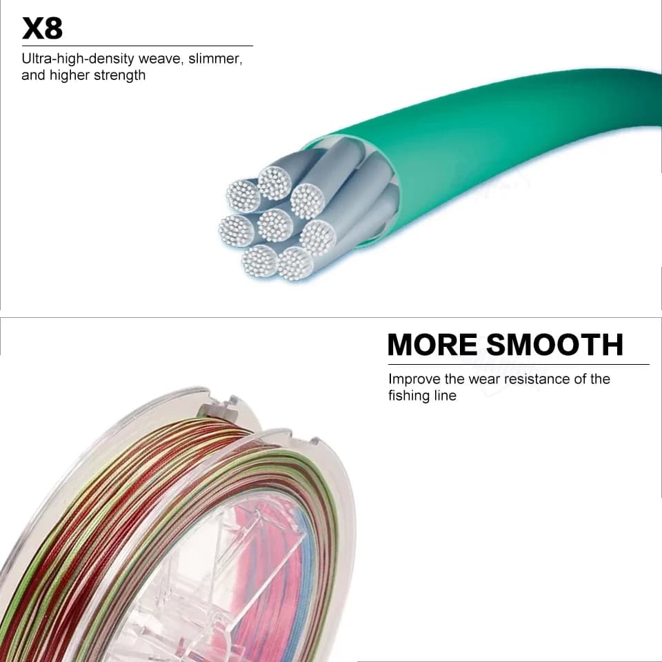 Ligne YGK G-SOUL X8 8 brins multicolore pour bass et carpe - 200M/300M haute résistance