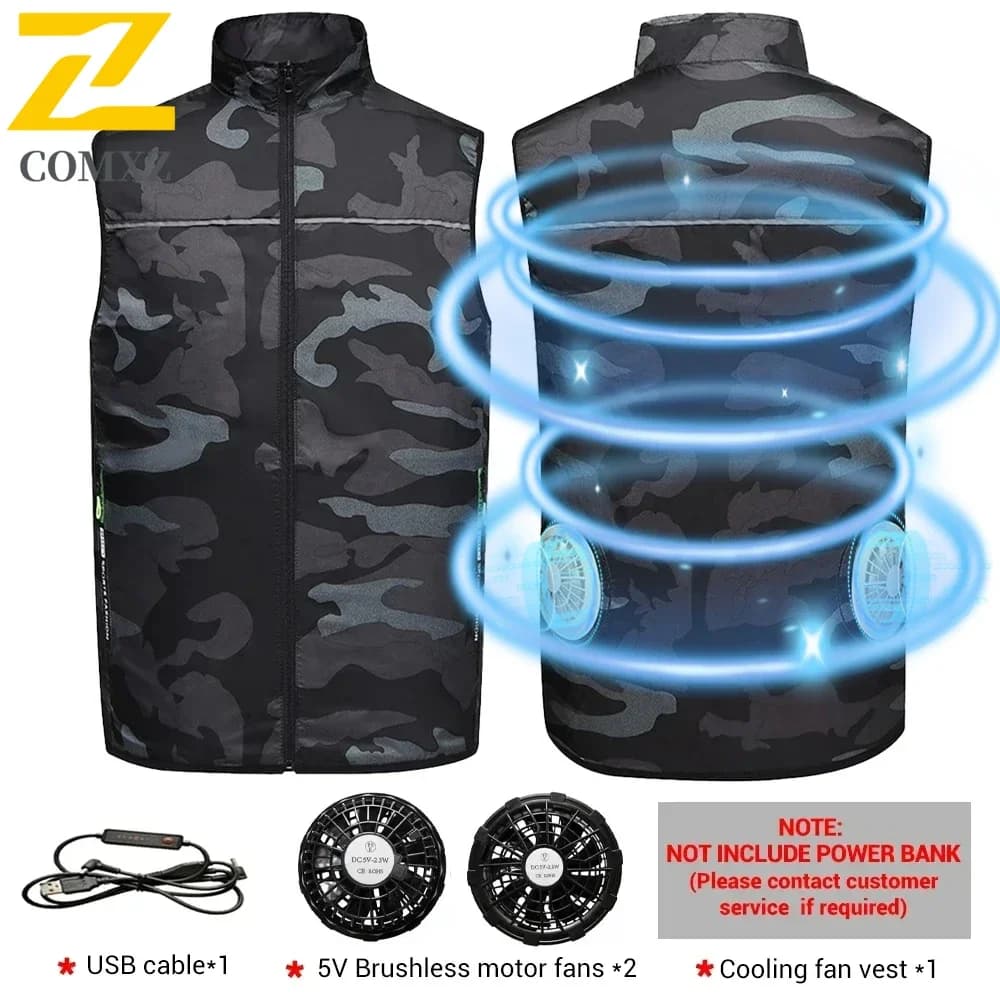 Veste rafraîchissante USB pour pêcheur - Veste climatiseur rechargeable été pêche camping travail