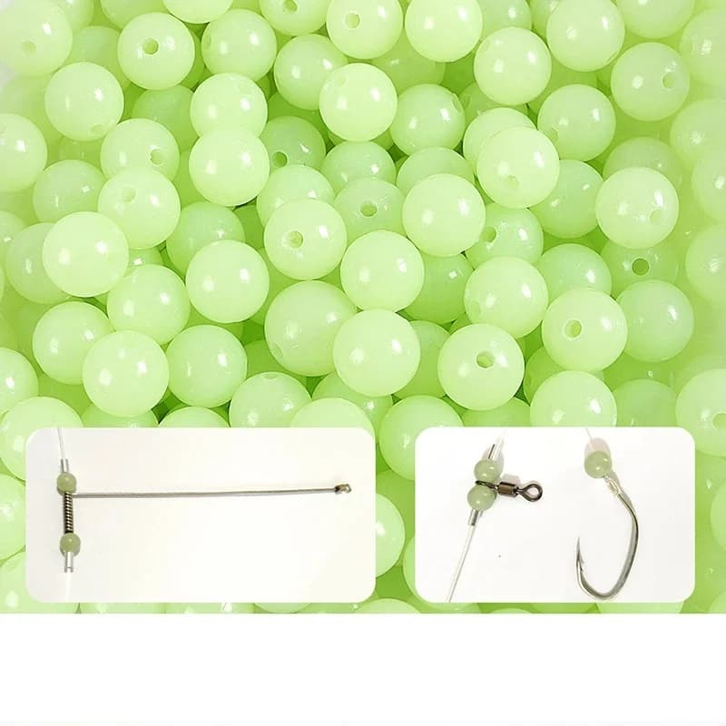 100 perles lumineuses 3mm-8mm pour pêche nocturne - Billes fluorescentes accessoires pêche