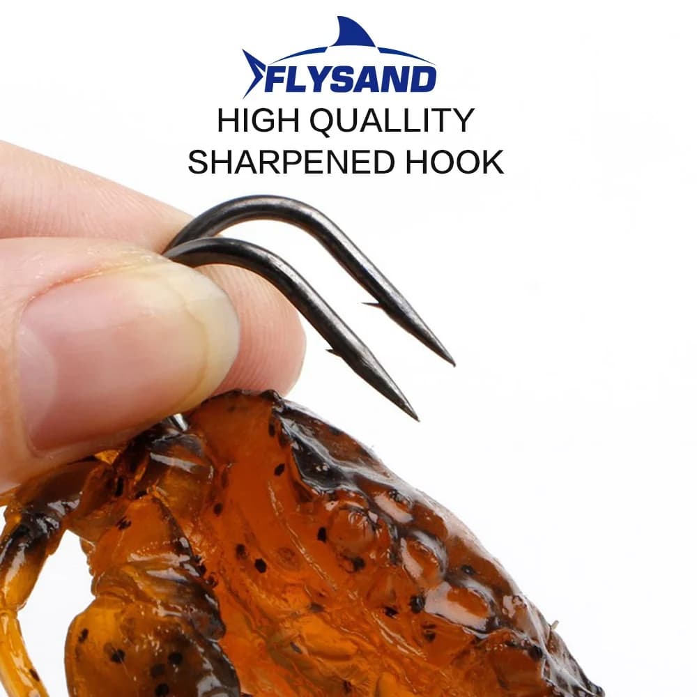 Leurre silicone crabe bionique FLYSAND - Appât souple réaliste avec hameçon intégré pour pêche eau douce
