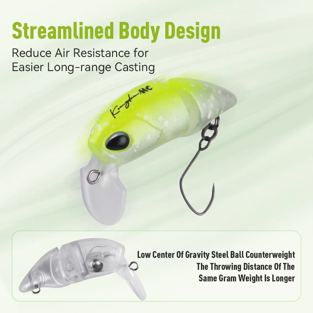 Leurre flottant S-shaped Kingdom Micro Minnow 2.3g 37mm pour la pêche de la truite et du black bass