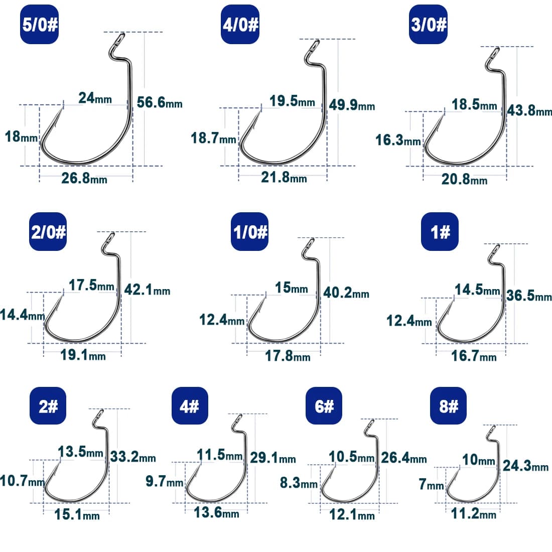 Hameçons EWG wide gap pour leurres souples - pêche du carnassier en eau douce et mer