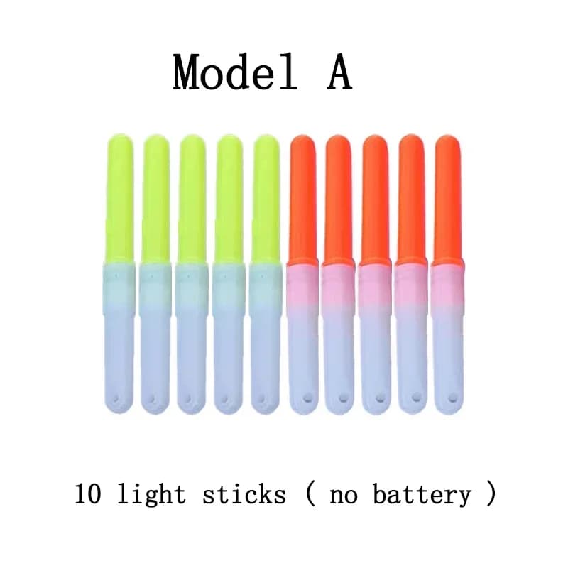 10 lumignons LED pour pêche de nuit, accessoires flotteurs lumineux avec piles CR322, lot de 10 pièces