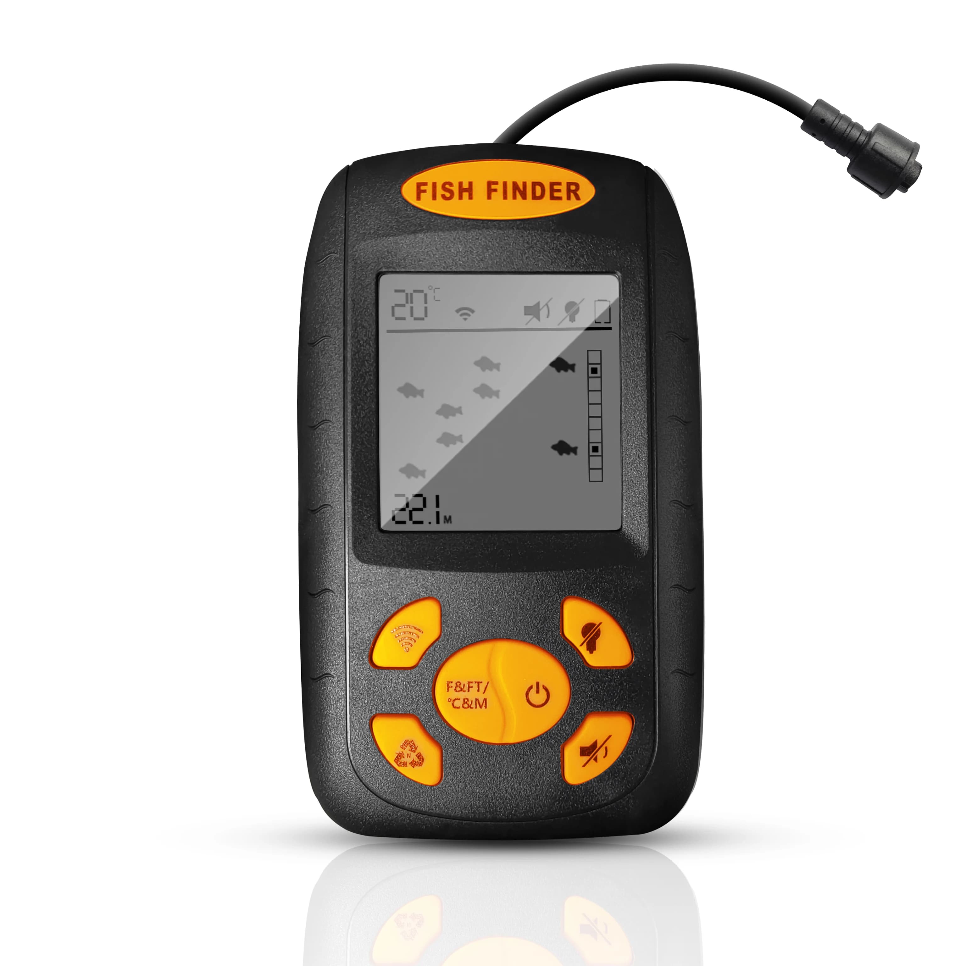 FindFish sondeur portable intelligent avec alarme et transducteur pour détection poissons jusqu'à 100m