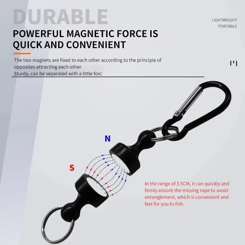 Attache magnétique rapide pour pêche et randonnée - Boucle forte sans fil pour corde perdue et accrochage