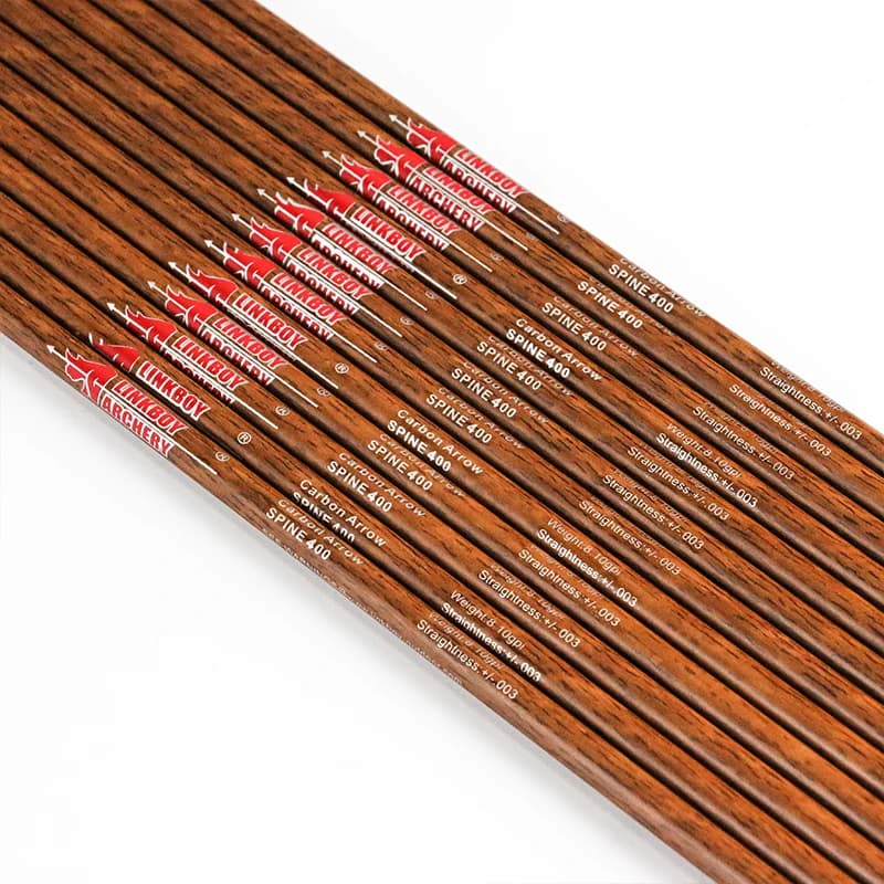 Flèches carbone bois Linkboy 32 pouces spine 300-900 - 12pcs arc traditionnel/chasse pêche