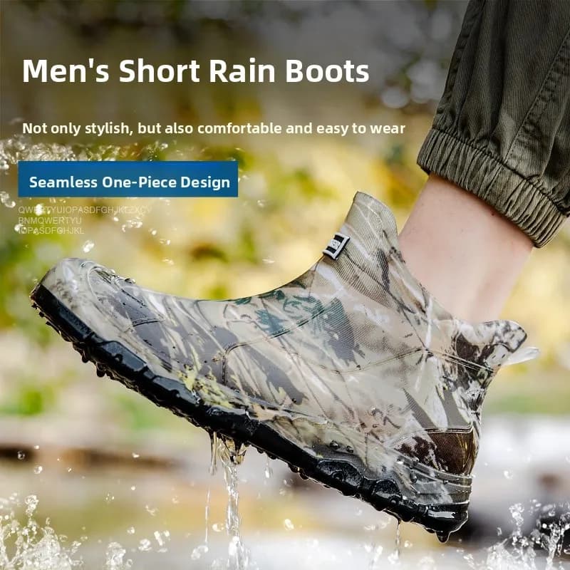 Bottes camouflage homme grandes tailles 46-48 imperméables anti-dérapantes PVC confortables