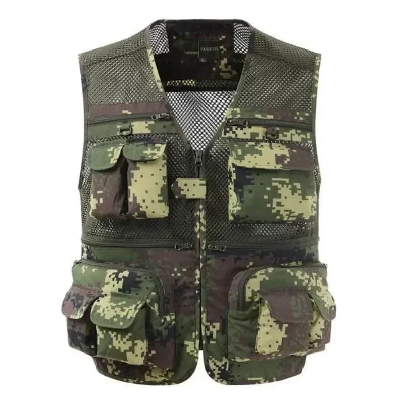 Veste de pêche sans manches homme multi-poches respirante mesh pour été et randonnée