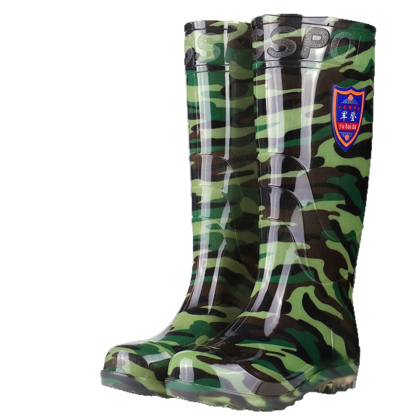 Bottes de pluie camouflage mi-hautes épaissies anti-dérapantes pour homme - Travail extérieur