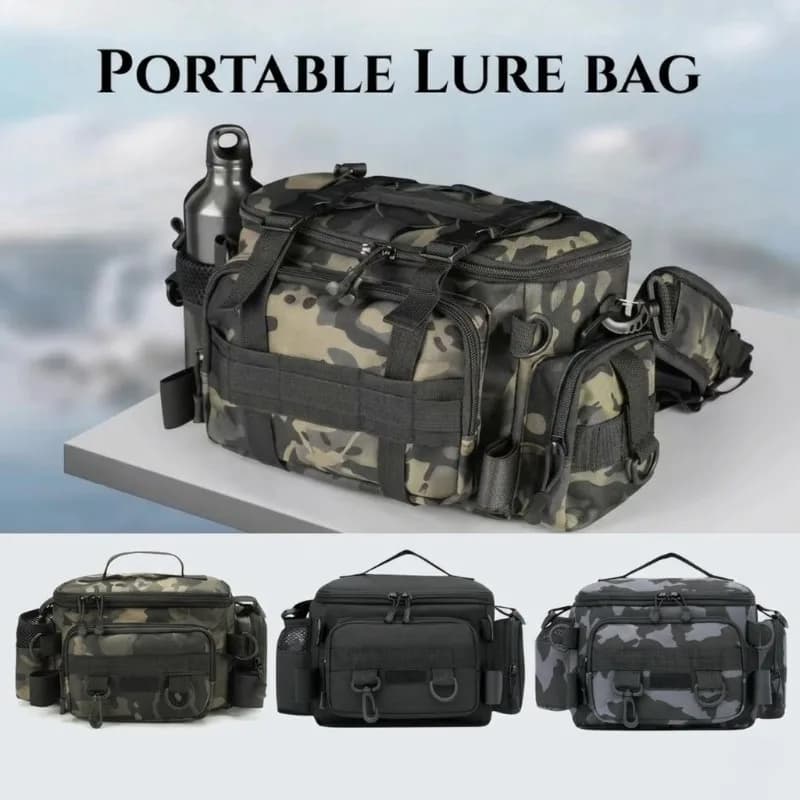 Sac bandoulière pêche étanche grande capacité avec porte-canne - Accessoires sport outdoor portable