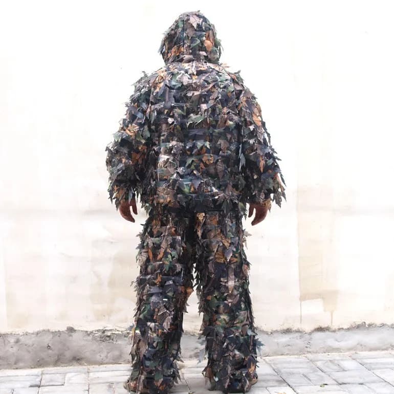 Combinaison Ghillie camouflage 3D feuilles - Tenue bionique respirante pour pêche et chasse