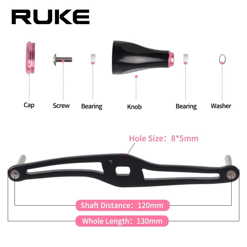 Manivelle de moulinet Ruke en alliage aluminium 130mm - Compatible Daiwa/Shimano/Abu - Accessoire DIY pêche