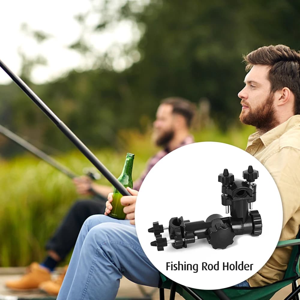 Support canne réglable 360° siège pêche - Rack rotatif chaise parasol extérieur