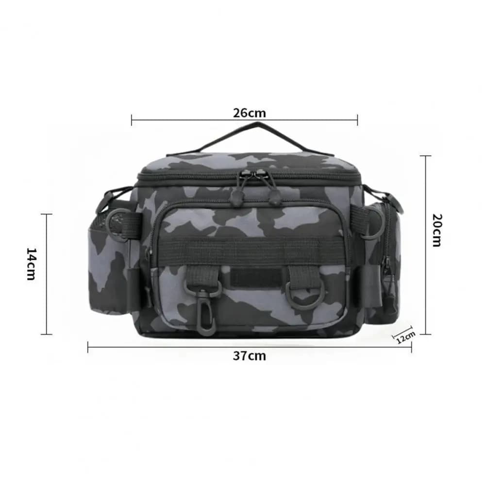 Sac bandoulière pêche avec porte-canne portable - Sac de rangement matériel pêche sport outdoor