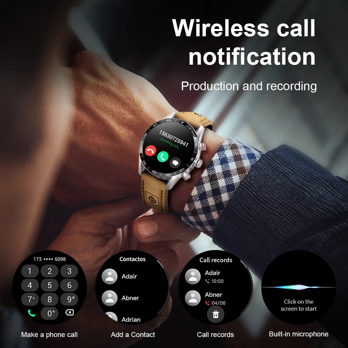 Montre connectée militaire GPS 2024 AMOLED étanche pour pêcheur - Tracker cœur et appels Bluetooth