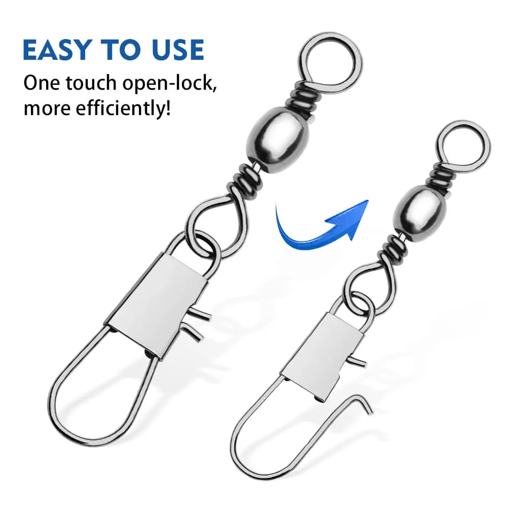 50 à 100 pièces émerillons roulement à billes avec clips rapides pour montages pêche
