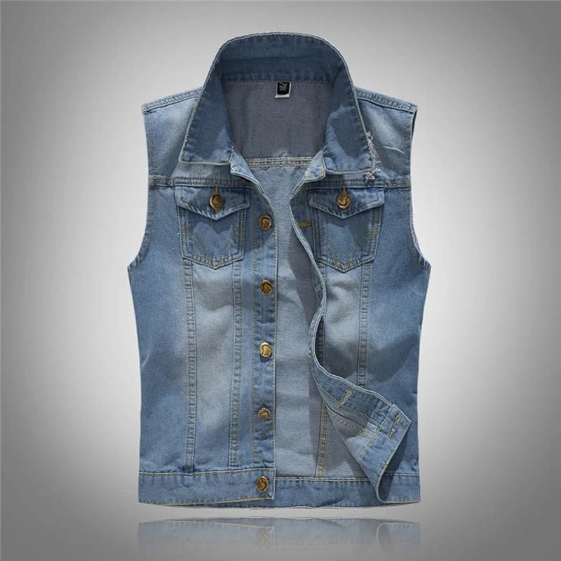 Veste sans manches déchirée vintage pour homme en jean coton décontracté streetwear taille 6XL