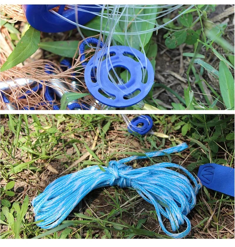 Filet de pêche lancé à main Lawaia avec plombs acier, multifilament et monofilament pour captures en extérieur