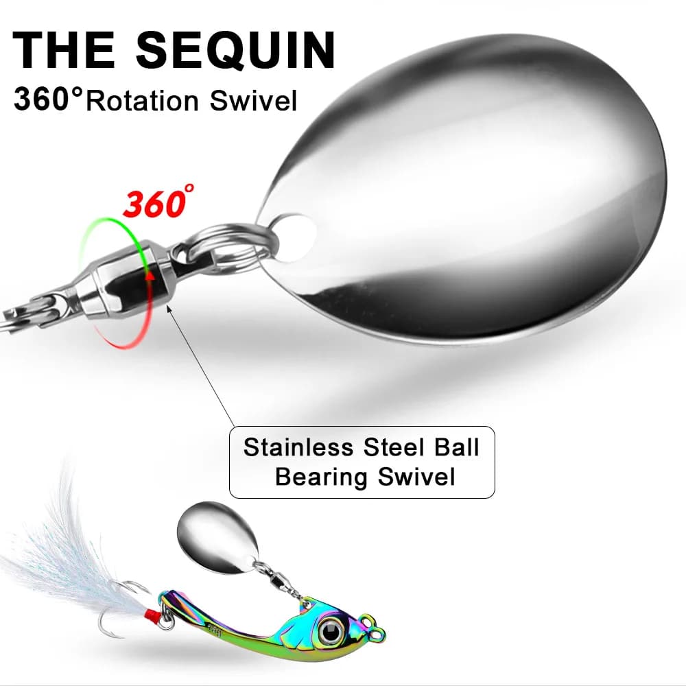 Leurre de pêche spinner métal séquenceur VIB pour truite et poisson carnassier en eau salée avec hameçon