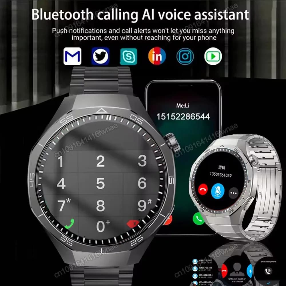 Smartwatch Homme Android iOS 2025 - Écran AMOLED HD, GPS Trajectoire, Appels Bluetooth, Étanche