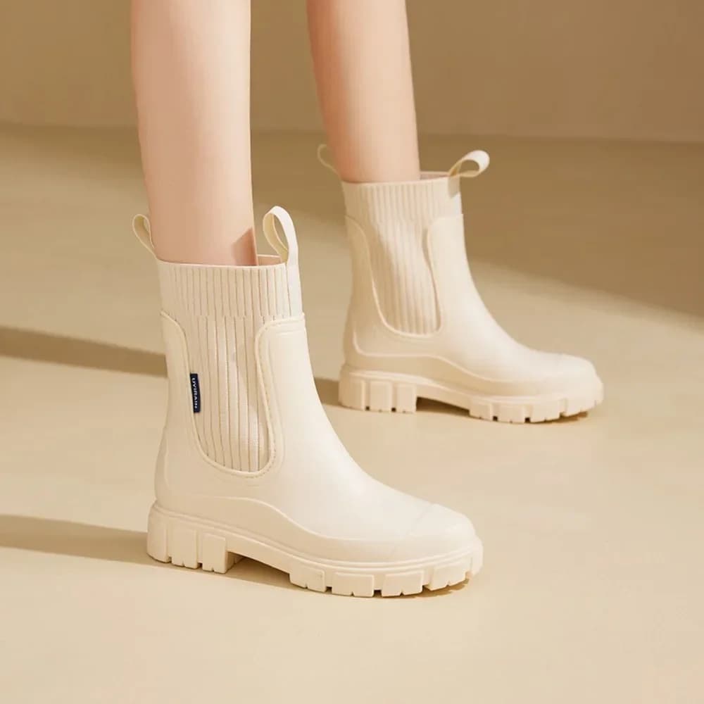 Bottes de pluie femme waterproof caoutchouc élastique basse coupée antidérapantes chaussures pluie