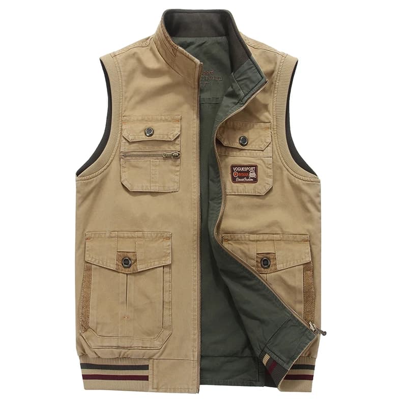 Veste sans manches homme automne coton casual multi-poches photographe grande taille 8XL